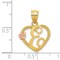 14K Two Tone Gold Initial Letter E Heart Charm Jewelry 22mm x 16mm